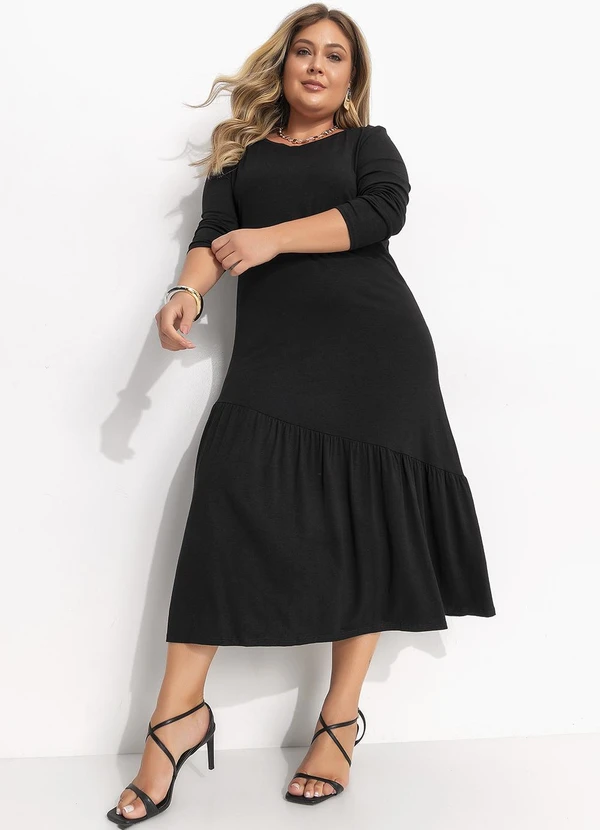 Quintess - Vestido Preto em Malha de Viscose 7