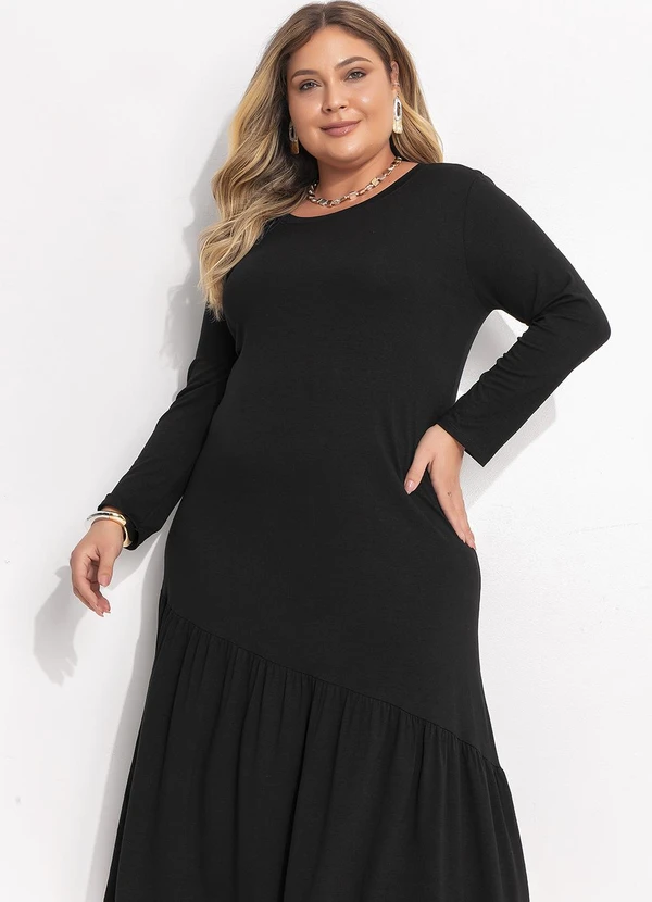 Quintess - Vestido Preto em Malha de Viscose