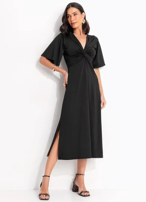 Quintess - Vestido Preto em Malha Fria - QUINTESS