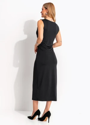 Quintess - Vestido Preto em Malha Fria - QUINTESS