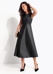 Vestido Preto em Pu Sint�tico