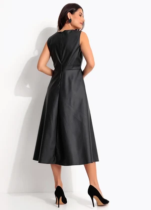 Quintess - Vestido Preto em Pu Sintético - QUINTESS
