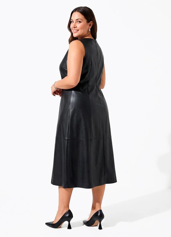 Quintess - Vestido Preto em Pu Sintético 19