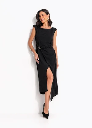 Quintess - Vestido Preto em Tecido Air Flow - QUINTESS