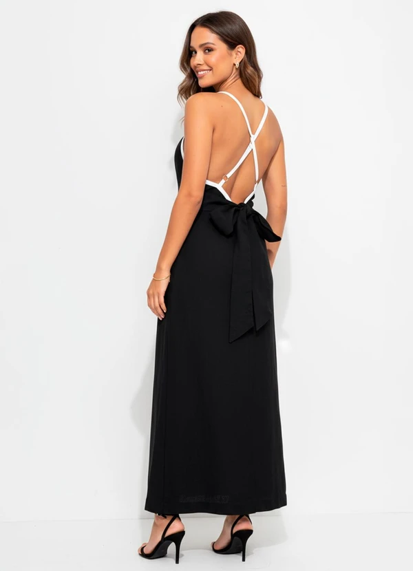 Quintess - Vestido Preto em Tecido Alfaiataria de Viscose 3