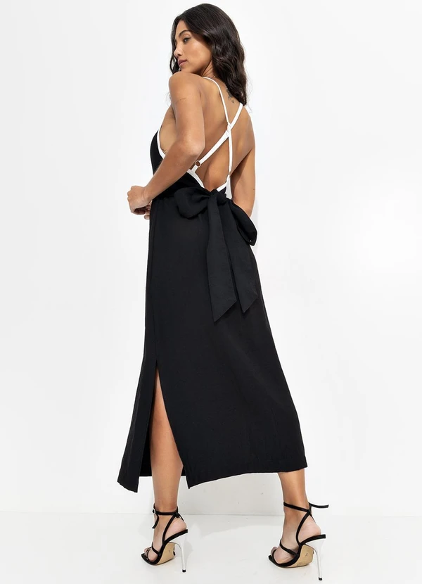 Quintess - Vestido Preto em Tecido Alfaiataria de Viscose 5