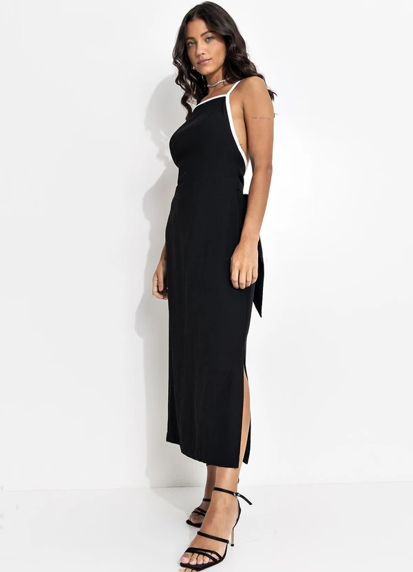 Quintess - Vestido Preto em Tecido Alfaiataria de Viscose 6