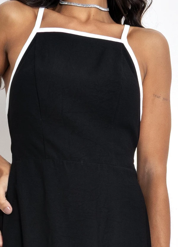 Quintess - Vestido Preto em Tecido Alfaiataria de Viscose 7