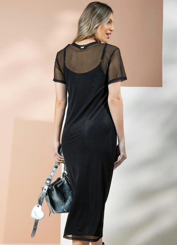 Quintess Vestido Preto em Tule