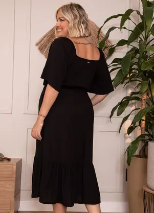 Quintess - Vestido Preto em Viscose Plana - QUINTESS