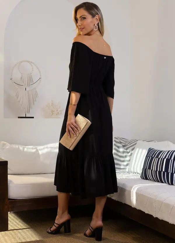 Quintess - Vestido Preto em Viscose Plana 4