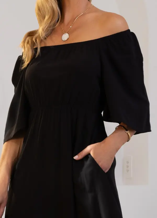 Quintess - Vestido Preto em Viscose Plana 6