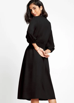 bonprix - Vestido Preto em Viscose Plana - BONPRIX