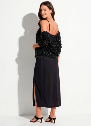 Quintess - Vestido Preto em Viscose Plana - QUINTESS
