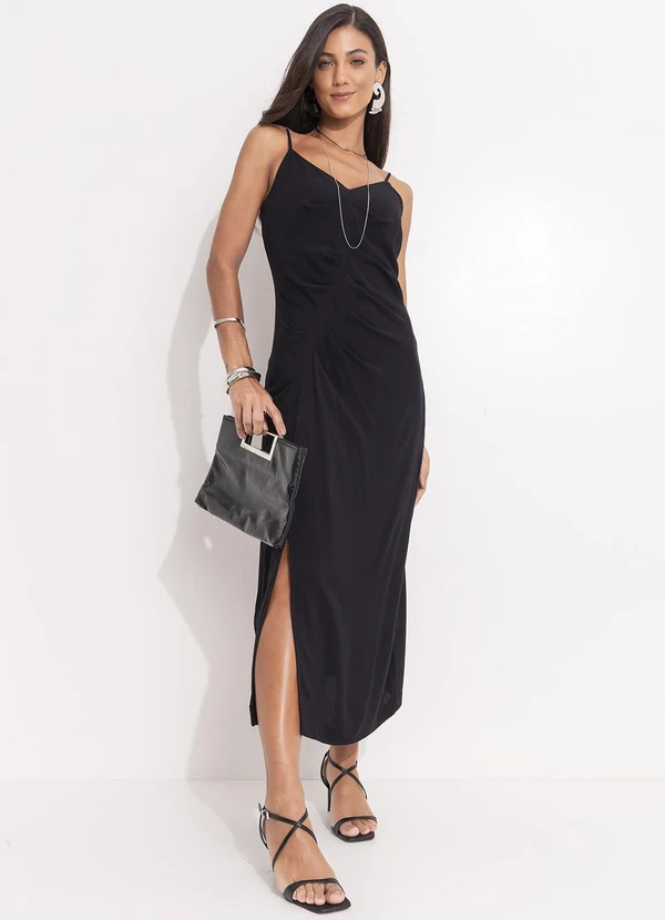 Quintess - Vestido Preto em Viscose Plana 5