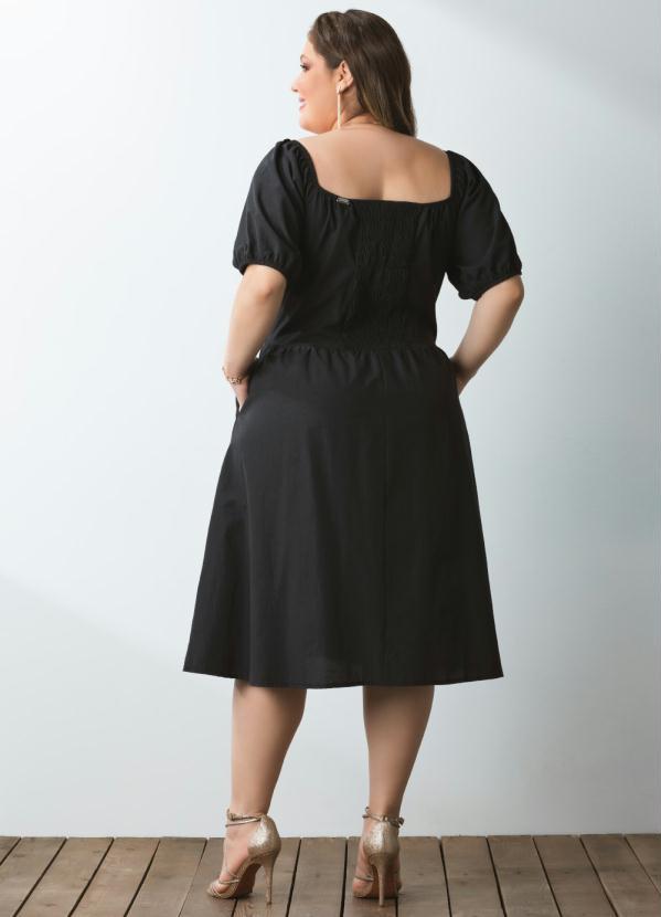 Quintess - Vestido Preto Mangas Bufantes com Bolsos 5