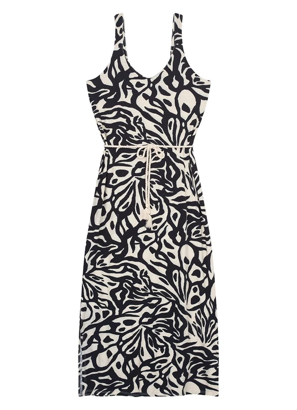 Malwee - Vestido Preto Midi Abstrato 6