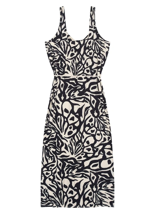 Malwee - Vestido Preto Midi Abstrato 7