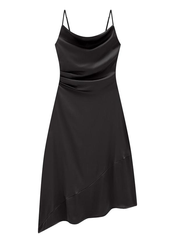 Enfim - Vestido Midi Acetinado Preto