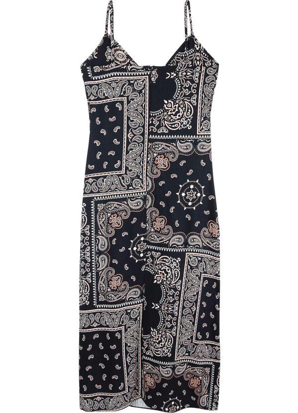 Enfim - Vestido Preto Midi Bandana com Fenda 2