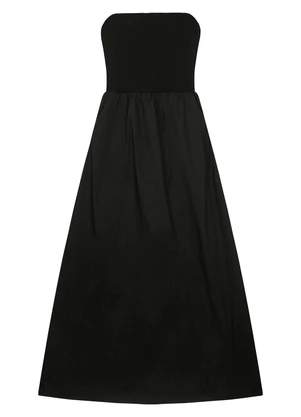 Malwee - Vestido Preto Mídi Canelado - MALWEE