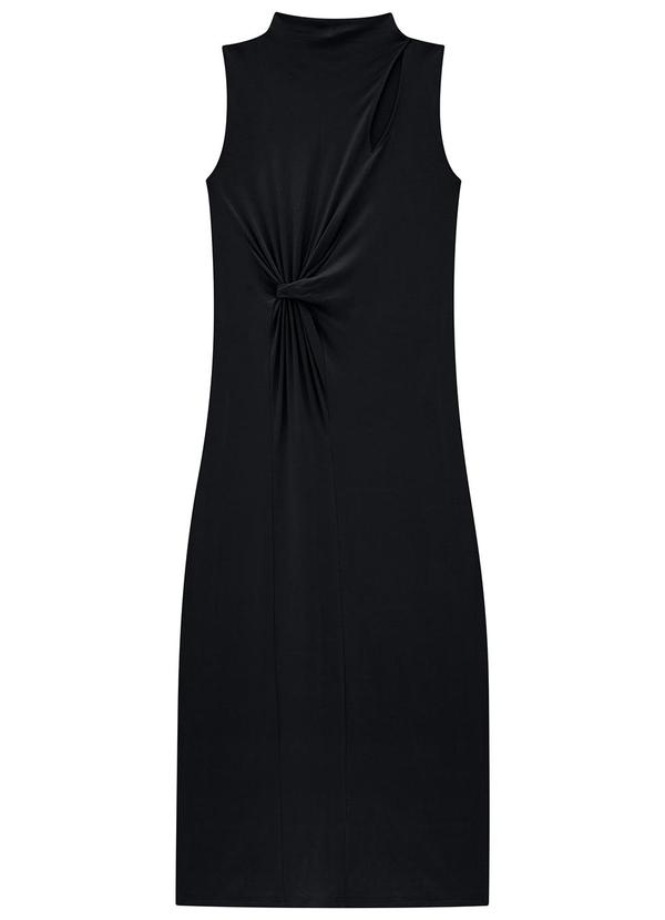 Enfim - Vestido Preto Midi com Torção 2