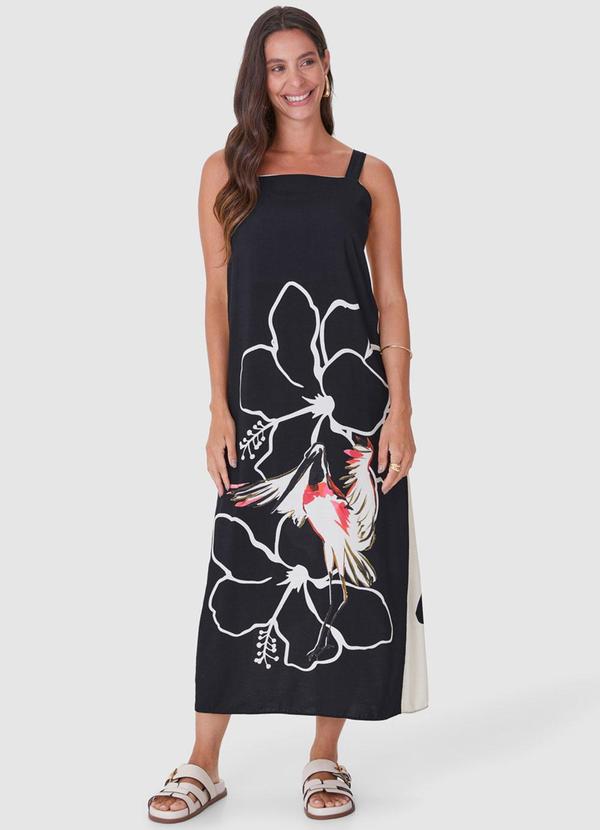 Malwee - Vestido Preto Midi Evasê Dupla Face 8