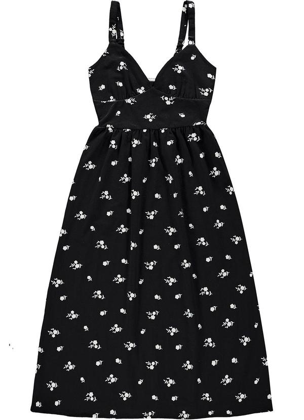 Enfim - Vestido Preto Mídi Floral 2