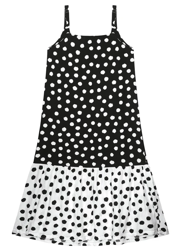 Malwee - Vestido Preto Mídi Poá