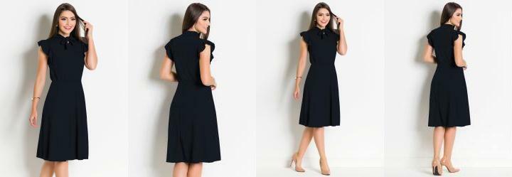 Vestido Preto com Gola Lao