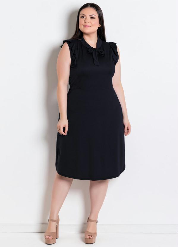 Rosalie - Vestido Preto  com Gola Laço 8