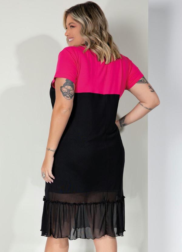 Outlet - Vestido Preto/Pink com Babado em Tule 4