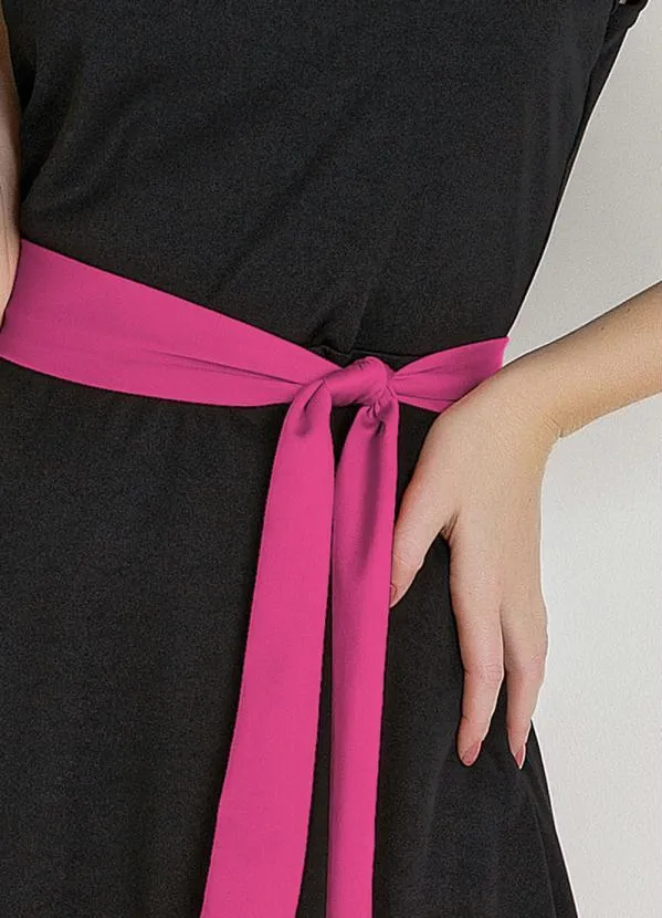 Rosalie - Vestido Preto/Pink com Faixa 3