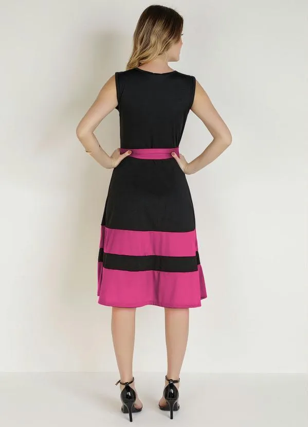 Rosalie - Vestido Preto/Pink com Faixa 5
