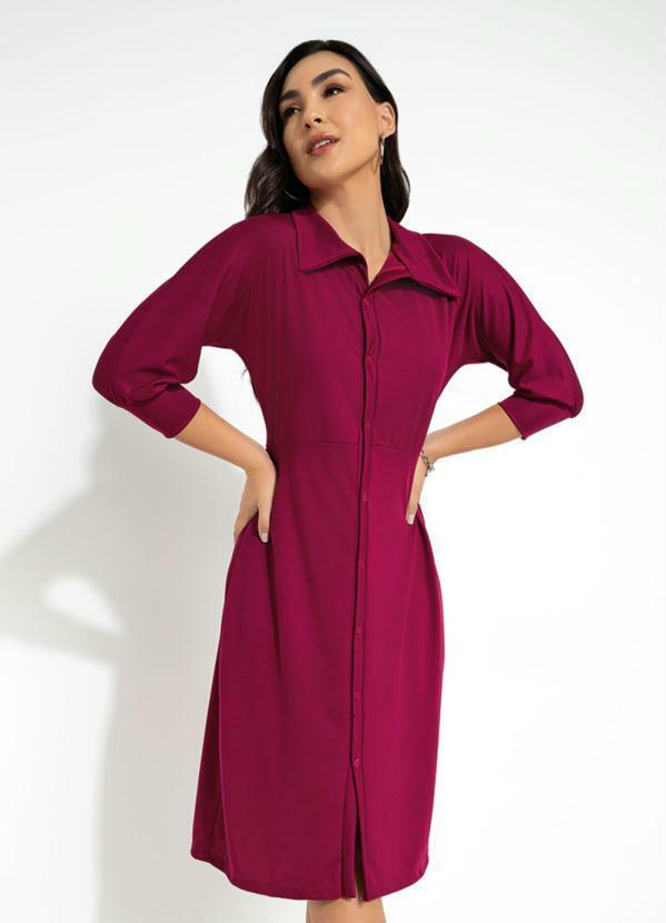 Rosalie - Vestido Púrpura com Botões Moda Evangélica