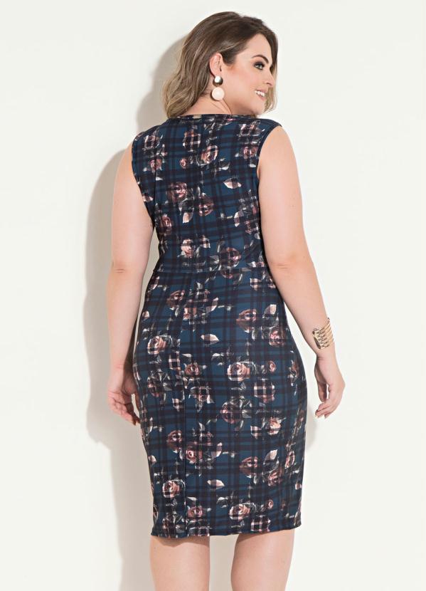 Quintess - Vestido Quintess Assimétrico Floral e Xadrez 6