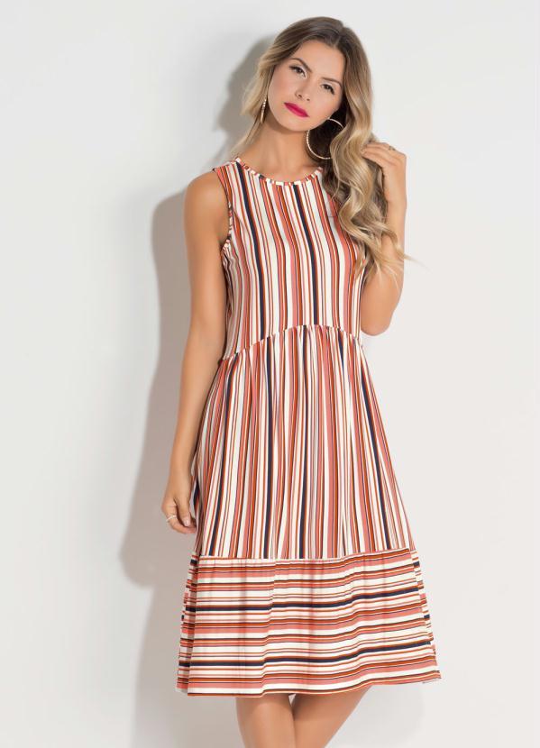 Quintess - Vestido Quintess Soltinho Listrado