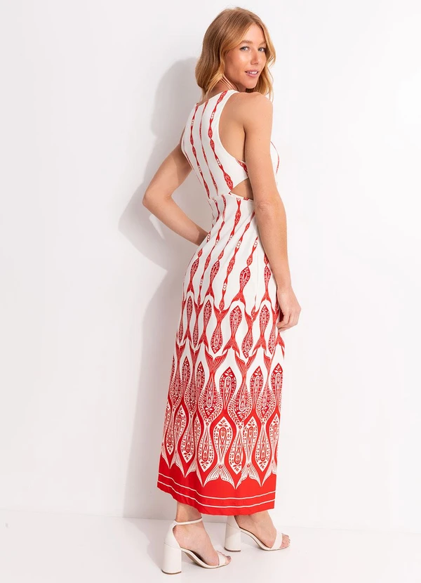 Farm - Vestido Recorte Peixe Correnteza Vermelho 2