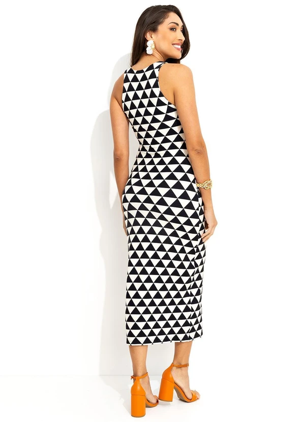 Farm - Vestido Recorte Tambaqui Grafico Preto 3