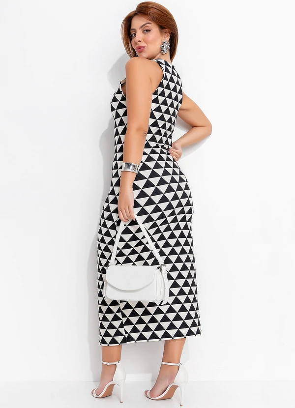 Farm - Vestido Recorte Tambaqui Grafico Preto 7