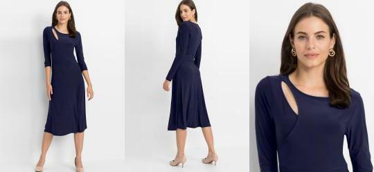 Vestido Recorte Vazado Azul