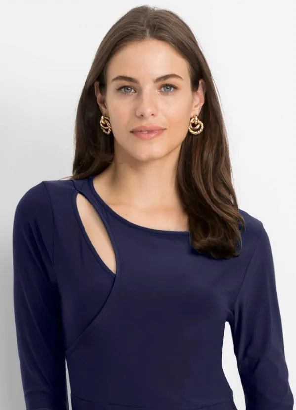 bonprix - Vestido Recorte Vazado Azul 1