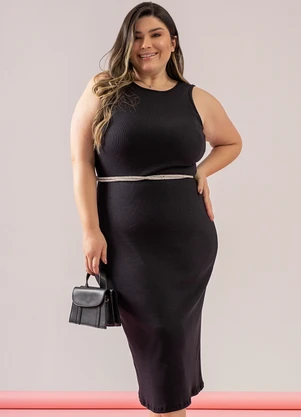 Just Basic - Vestido Regata Básico Ribaninha Preto - JUST BASIC