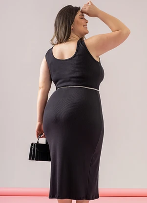 Just Basic - Vestido Regata Básico Ribaninha Preto - JUST BASIC