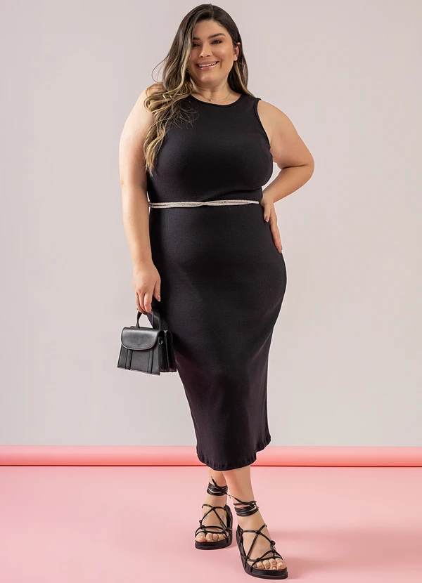 Just Basic - Vestido Regata Básico Ribaninha Preto