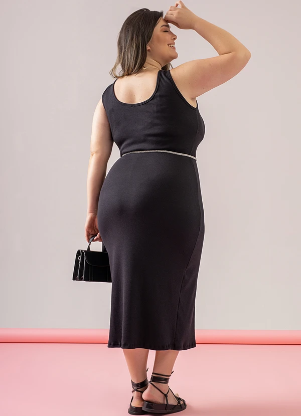 Just Basic - Vestido Regata Básico Ribaninha Preto 4