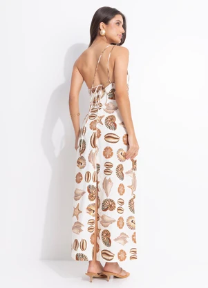 Farm - Vestido Reto Conchas Bege - FARM