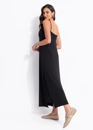 Farm - Vestido Reto Midi Preto - FARM