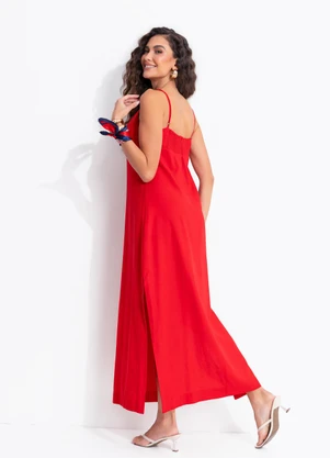 Farm - Vestido Reto Midi Vermelho - FARM