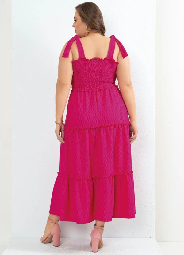 Quintess - Vestido Rosa com Babados e Alças para Amarrar 2